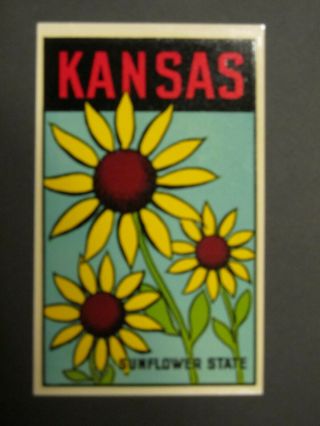 1950s Vintage Kansas Decal Sunflower State Travel Souvenir Luggage Window