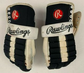 Rawlings Vintage 80s Rhg Pro 100 Ice Hockey Gloves 15.  5 " Black White Senior