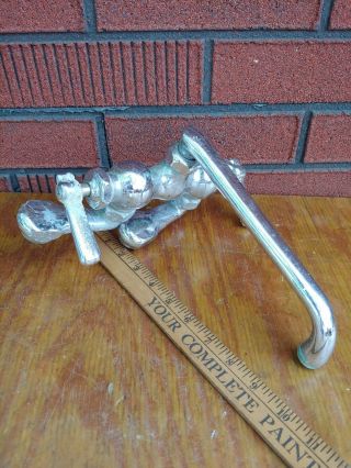 Vintage Old Kitchen Sink Faucet Commercial Hot Cold Handles Mid Century Chrome