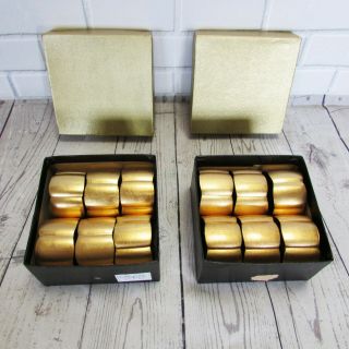 Omc 12 Vintage Otagiri Napkin Rings Gold Tone Scalloped Made In Japan 2 Boxes
