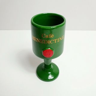 Benedictine Coffee Cafe - Vintage Unusual Green Ceramic Goblet Pottery Mug/cup