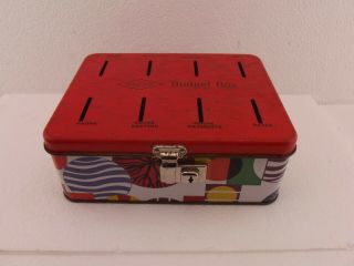 Vintage Willow Budget Box Money Tin With Inserts And Key