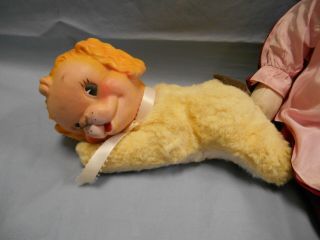 3 Vintage 1950s Rubber Head Plush Toys Rushton Clown Dreamland Bunny A - 1 Puppy 2