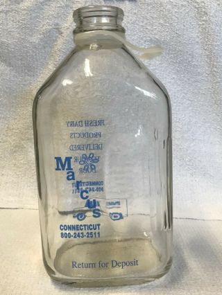 Vintage Square Half Gallon Milk Bottle Marcus Dairy