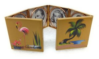Vintage Miami Beach Florida Pink Flamingo Accordion Photo Album Mini Souvenir