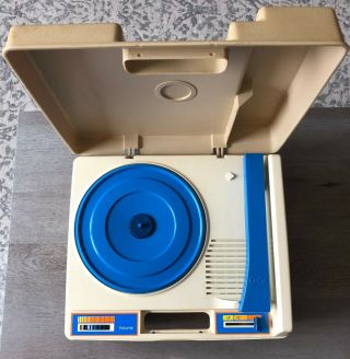 1978 Vintage Fisher Price Portable Record Player Blue Turntable 825 -