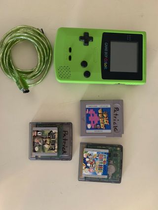 Vintage Gameboy Color.  Green And Great 3 Games