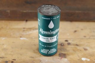 Vintage Remington Chain Saw Oil 1 Pint Tin Can Full Metal Garage Advertising