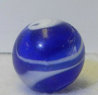 8746m Vintage Blue Glass Single Pontil Transition Transitional Marble.  59 In