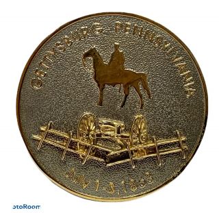 Vintage Civil War Gettysburg Pennsylvania Soldier Cannon Magnet Coin Medallion