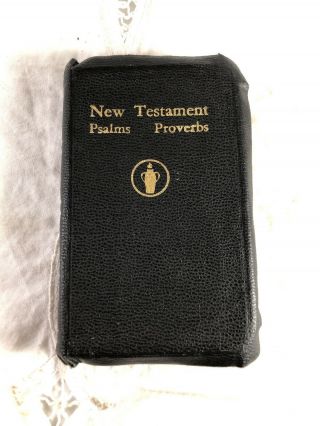 Vtg 1953 Gideon 1611 KJV Compact Testament Psalms Bible Im Leather Military 2