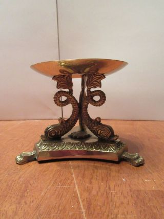 Vintage Large Ornate Brass Metal Pillar Candle Holder Candlestick Centerpiece