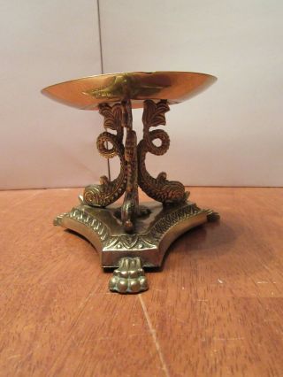 Vintage Large Ornate Brass Metal Pillar Candle Holder Candlestick Centerpiece 2