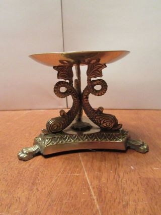 Vintage Large Ornate Brass Metal Pillar Candle Holder Candlestick Centerpiece 3