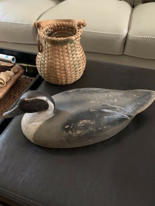Vintage/0ld Wooden Decoy Duck With Gustin On The Bottom