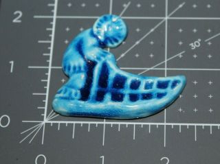 1966 Anchorage Alaska Fur Rendezvous Rondy Pin Piece Blue Ceramic Dog Sled