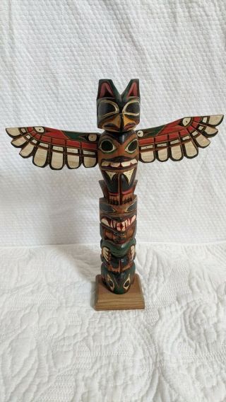 Vintage Ray Williams Nuu - Chah - Nulth Clan Carved And Painted Totem Pole