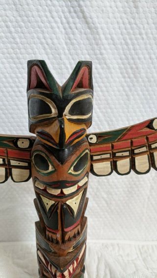 Vintage Ray Williams Nuu - Chah - Nulth Clan Carved and Painted Totem Pole 2