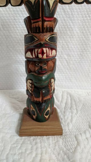 Vintage Ray Williams Nuu - Chah - Nulth Clan Carved and Painted Totem Pole 3