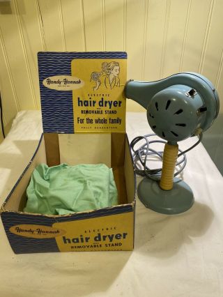 Vtg Handy Hannah Blow Dryer W/stand & Hair Bonnet Box