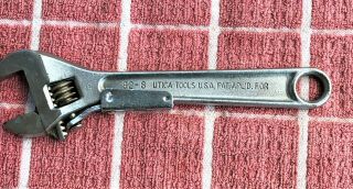 Vintage Utica 8 Inch Adjustable Wrench With Jaw Lock No.  92 - 8