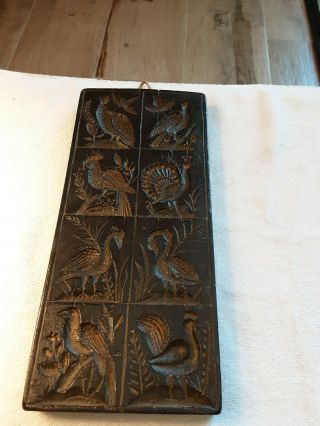 Vintage German Wax Picture Wall Hanging Hand Carved