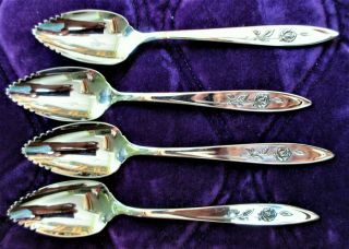 Oneida Stainless Vintage Flatware - My Rose - 4 Fruit And 4 Demitasse Spoons