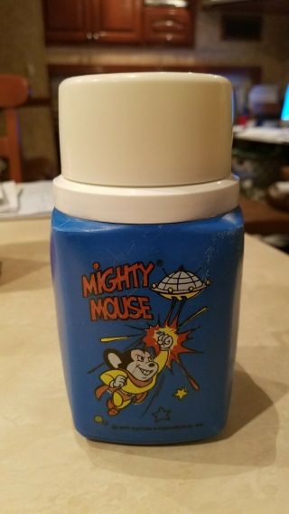 Vintage Mighty Mouse Lunchbox Thermos 1979 By Viacom