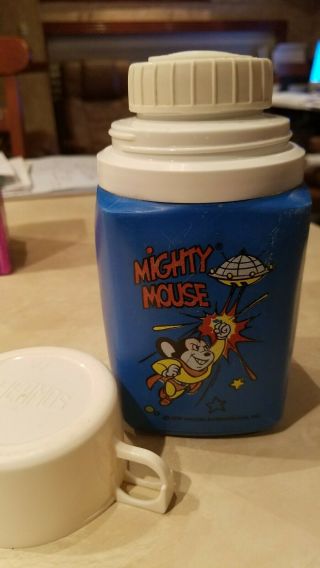 Vintage MIGHTY MOUSE Lunchbox Thermos 1979 by Viacom 3