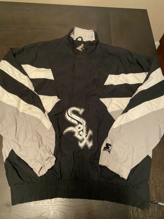 Vintage Chicago White Sox Half Zip Starter Jacket Sz Medium