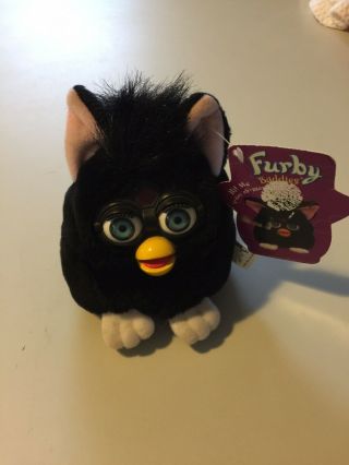 " Vintage 1999 Furby Buddies Tiger Black,  White Feet With Blue Eyes "