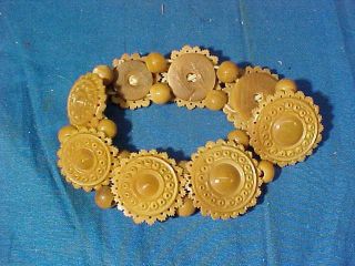 Vintage Carved Tagua Nut Vegetable Ivory Bracelet