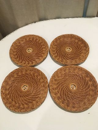 Vintage Pine Needle Plate Holders Set Of Eight