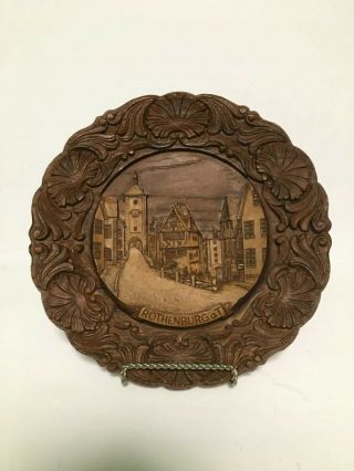 Vintage Resin Wood Wall Plate Plaque Hanging Rothenburg O.  T Germany