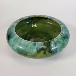 Vintage Ceramic Drip Glaze Green Teal Planter Mid - Century Modern