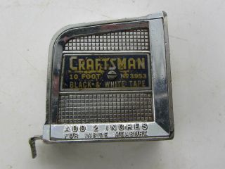 Vintage Craftsman 10’ Black & White 3953 Steel Tape Measure Made In Usa