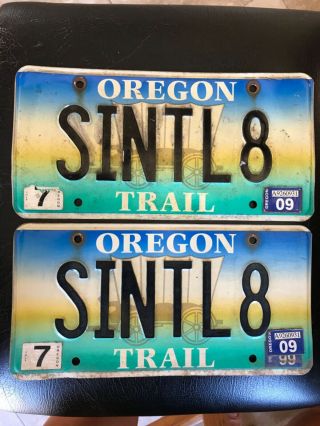 Oregon Trail License Plates Pair/set Vanity ”sintl8”