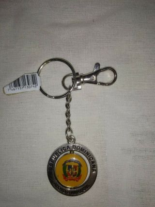 With Tags Vintage Dominican Republic Spinner Keychain - Coat Of Arms Design