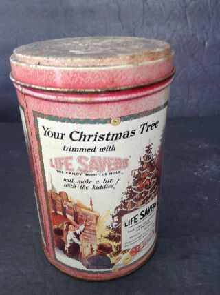 Vintage Life Saver metal Candy Christmas Advertising Candy Tin 2