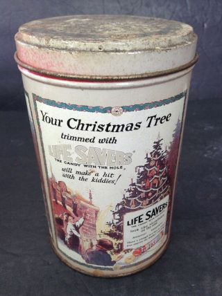 Vintage Life Saver metal Candy Christmas Advertising Candy Tin 3