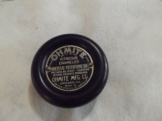 Vintage 3 1/4 " Ohmite Rheostat/potentiometer Control Knob,  Vitreous Enamaled