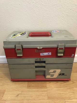 Vintage Plano 833 Tackle Box 3 Drawer Top Storage Red - Gray - Made In Usa