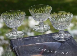 Vintage Crystal Cut Cocktail Martini Glasses,  Set Of 4,  Rock Sharpe,  Circa 1950