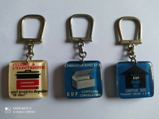 3 Porte - Clés Bourbon Electricité E.  D.  F Keychain Vintage Années 60