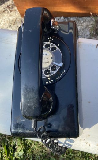 Vintage Itt Rotary Dial Wall Telephone Black Retro 1970 