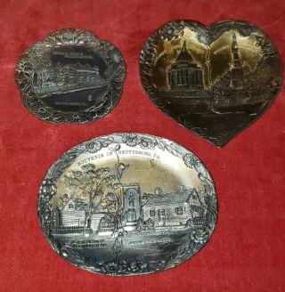 3 Three Vintage Gettysburg Pa Metal Civil War Souvenir Plates