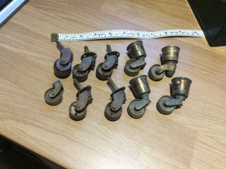4 Brass,  6 Metal Vintage Furniture Casters For Chair Sofa Bed Etc.