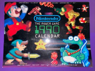 1990 Nintendo Nes The Power Game Vintage Mario Calendar - A50