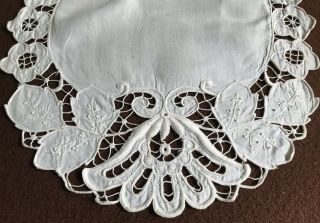 Art Nouveau Antique Victorian Runner Cutwork Lace White Linen Vintage Mission