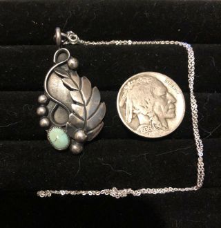 Vintage Navajo Old Pawn Turquoise Sterling Silver Pendant
